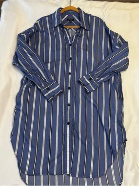 RAG & BONE  Sandra Striped Button Front Preppy Shirt Dress High Low Hem -  M